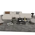 Quiet Sofa Tea Table Combination Sofa Coffee Table 3d model