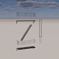 Z Shaped Staircase Structure With Metal Railing And Steps Design 3d model