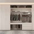 Modern White Wardrobe Interior Design With Hanging Space Shelves And Storage Drawers