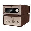 Wooden Stacked Speaker System with Digital Display Control Knobs and Buttons 3d model