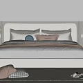 Modern Double Bed With Plush Pillows Headboard Design Nightstands Green Plant And Rug
