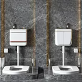 Modern White Toilet Design With Marble Wall And Chrome Fixtures In Bathroom Interior