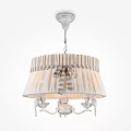 Elegant Classic Chandelier With Beige Gray Striped Lampshade And Bow Decoration