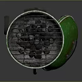 Green Round Portable Outdoor Grill With Wheeled Metal Stand And Lid