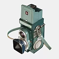 Vintage Camera With Green Body Classic Lens And Retro Leather Strap Design