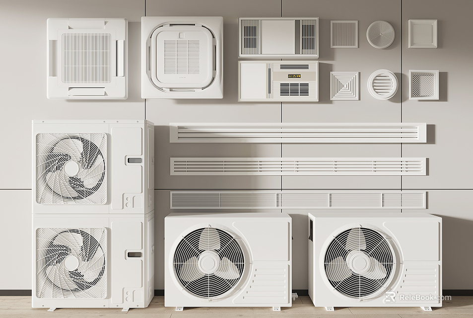 Various Types Of Stylish Modern Air Conditioner Air Outlets For Home Use 3d model 