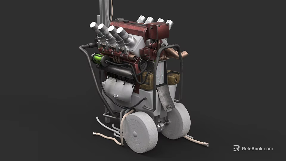 Vintage Entertainment Appliance Mechanical Structure With Cylinders Wheels And Components 3d model 