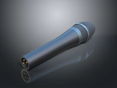 Professional Handheld Dynamic Microphone With Black Textured Grip Metal Mesh Grille And XLR Connector 3d model