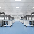 Modern Laboratory With Clean Blue Floor And Equipment