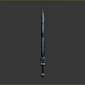 Fantasy Weapon Sword Featuring Blue Glowing Blade Intricate Patterns And Red Hilt