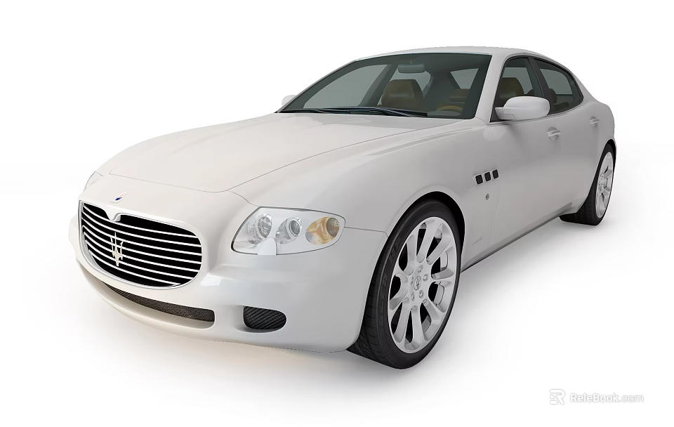 White Luxury Sedan Design With Elegant Grille Multi Spoke Wheels And Sleek Lines 3d model 