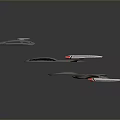 Futuristic Sci Fi Spaceship With Streamlined Design Metallic Surface And Glowing Thrusters