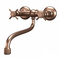 Wall Mounted Metal Faucets with Cross Handles and Curved Spout Design