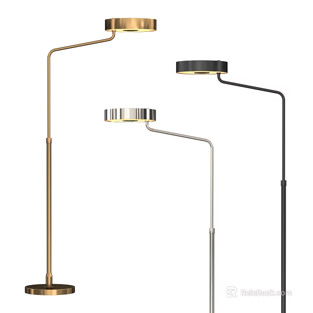 Modern Floor Lamps With Sleek Design Gold Black Silver Finishes And Adjustable Arm Structures 3d model 