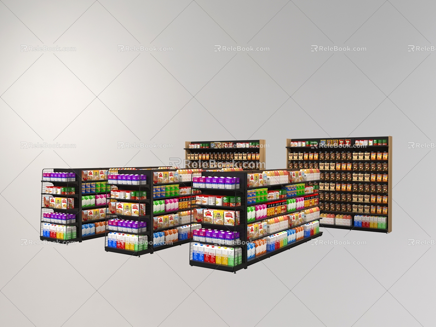 Showcase Shelf Supermarket Shelf Hook Food Hook Snack Area 3d model