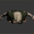 Blonde Female 3D Character Wearing Green Crop Top Camouflage Shorts Brown Sandals And Necklace