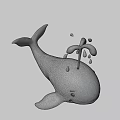 Cute Blue Whale Game Character With Blue Spots And Water Spraying From Head