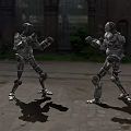 Two Smart Robots Facing Each Other In Outdoor Abandoned Industrial Zone 3d model