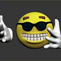 Cute Yellow Smiling Emoji Toy With Black Sunglasses And White Hands Design