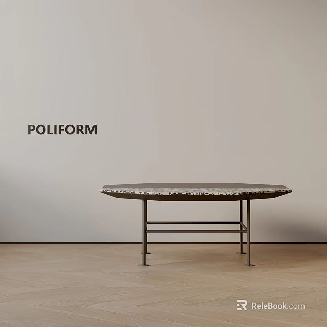 Modern Sofa Coffee Table Set With Round Patterned Top And Metal Legs 3d model