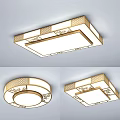 Elegant Golden Frame Square Round Ceiling Light With White Panel And Decorative Patterns 3d model