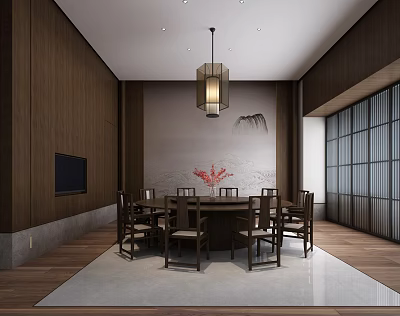 New Chinese-style Hotel Room 3d model