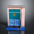 Miniature Public Transport Seat Compartment With Blue Patterned Seats Green Wall And Pink Frame