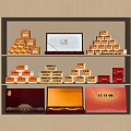 Elegant Decorative Ornament Set With Colorful Boxes And Gold Red Packaging On Shelves
