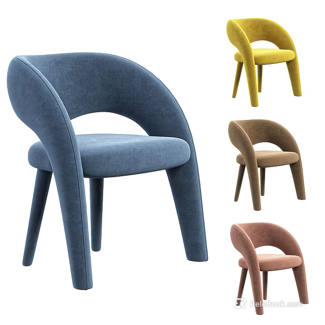 Modern Accent Chair With Curved Armrests Multiple Colors Upholstered Design For Home Decor 3d model 