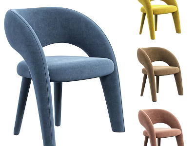 Modern Accent Chair With Curved Armrests Multiple Colors Upholstered Design For Home Decor 3d model