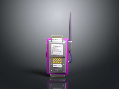 Pink Portable Electronic Device With Antenna Warning Label And Cable 3d model