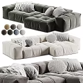 Velvet Modular Sofas With Decorative Pillows In Various Neutral Color Tones