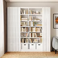 Bookshelf dust-proof curtain with slide rail punch-free detachable curtain economical library bookshelf assembly accessories gauze curtain 3d model