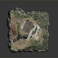 Miniature Scenic Landscape With Small House Red Car Pine Trees Mist And Rock Base