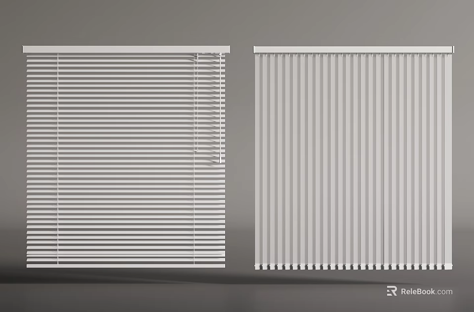 White Horizontal and Vertical Window Blinds for Home Interior Decor 3d model