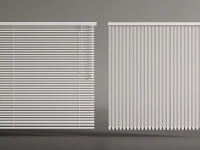 White Horizontal and Vertical Window Blinds for Home Interior Decor 3d model