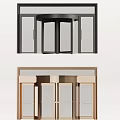 Modern Revolving Doors Design With Black And Gold Frames And Glass Panels