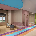 Colorful Kindergarten Interior With Wooden Elements Seats And Playful Floor Design