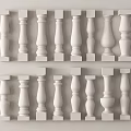 White Decorative Balusters Featuring Various Classic And Modern Design Styles 3d model