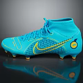 Blue And Yellow Nike Mid Top Football Boots With Mesh Upper And Studs Outsole