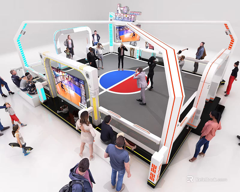 Modern Boxing Ring Fitness Event Space With Audience And Large Screens 3d model 
