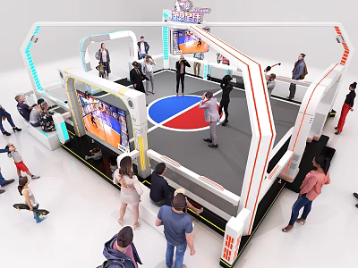 Modern Boxing Ring Fitness Event Space With Audience And Large Screens 3d model