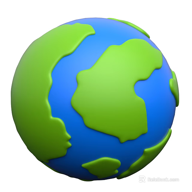Colorful Globe Decorative Ornament Set With Green And Blue Design 3d model 