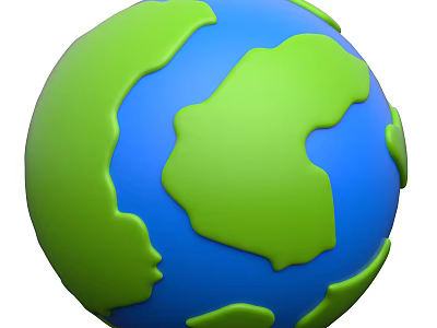 Colorful Globe Decorative Ornament Set With Green And Blue Design 3d model