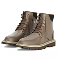 Brown Leather Lace Up Boots With Non Slip Rubber Sole And Ankle Design