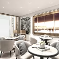 Property Showroom Model With Staircase Plants Paintings Display Cabinets And Interior Design