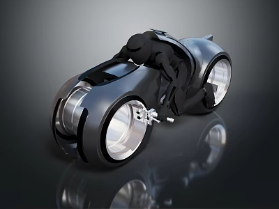 Elegant Futuristic Motorcycle Design With Streamlined Black Body And Shiny Silver Wheels 3d model