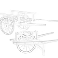 Two Traditional Wooden Handcart Models With Spoked Wheels And Brown Frame