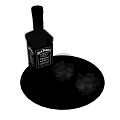 Jack Daniel's Whiskey Bottle With Two Ice Filled Glasses On Black Tray