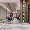 Modern Luxury Hotel Lobby Interior With Open Layout Green Plants And Marble Flooring
